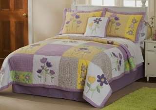 Sweet Shabby Purple Chic Bed Skirt Lavender Dust Ruffle 100% Cotton 