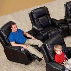   Catnapper Top Gun Curved Theater Seating in Black: Furniture & Decor