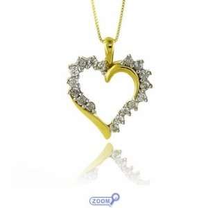  10K Yellow Gold Diamond Heart Pendant with Chain: Jewelry