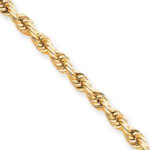   6mm, 10 Karat Yellow Gold, Diamond Cut Rope Chain   24 inch: Jewelry