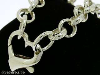 SOLID 925 Silver Unique Heart Lock BELCHER Bracelet  