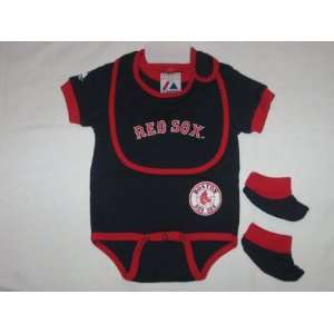  BOSTON RED SOX BABY CREEPER with BABY BIB and BOOTIES 