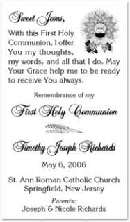 24 First Holy Communion Custom Laminated Prayer Cards  