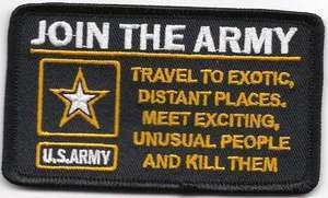 JOIN THE ARMY Funny Vet Military Quality Biker Patch  