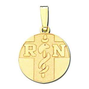  14k Gold Round Rn Pendant: Jewelry