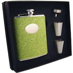  Visol Lucky Lep Green Glitter 6oz Flask Gift Set 