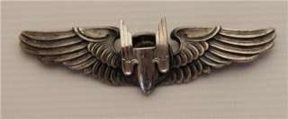 WWII Bomber Military 1940s Sterling Silver Flying Wings Pin USA 