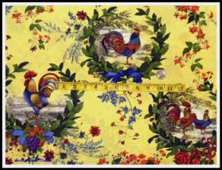 ROOSTER CHICKEN FLORAL FRENCH COUNTRY FABRIC ~SOLD BY THE YARD  