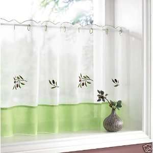  OLIVES KITCHEN CAFE DRAPE WHITE GREEN 60 X 18 