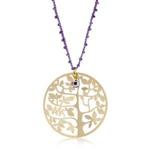  Blee Inara String Necklace with Purple Beads and Tree Gold 