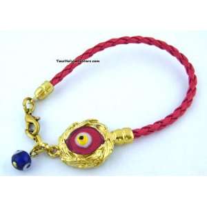   Red String Braided Bracelet with Evil Eye Charm 