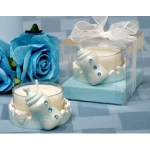  Blue Baby Bottle Candle Holder with Blue Crystals