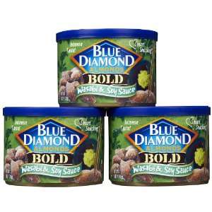 Blue Diamond Wasabi & Soy Bold Almonds, Can, 6 oz, 3 pk  