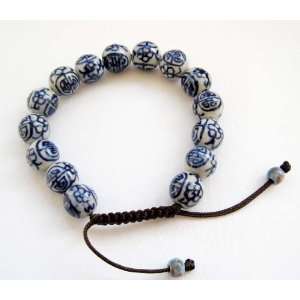   Vintage Style Porcelain Beads Buddhist Wrist Mala Bracelet Jewelry