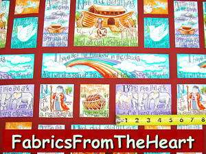   Ark Animals Christian Bible Verses Doves 2 3/4 yards COTTON Fabric