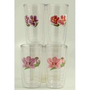 Tervis Tumblers Orchids 10oz Set of 4 Decorated Mugs Cups NEW!