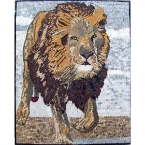  32x40 Bold Lion Marble Mosaic Wall Stone Tile Deco