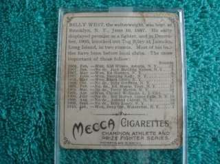 1910 Mecca Cigarettes T218 FIGHTER BILLY West Tradking Card  
