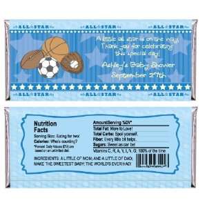   Star Sports   Personalized Candy Bar Wrapper Baby Shower Favors Baby