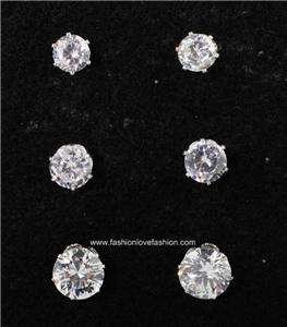 PAIRS CLEAR ROUND CZ EARRINGS MAGNETIC STUDS 4 TO 9MM  