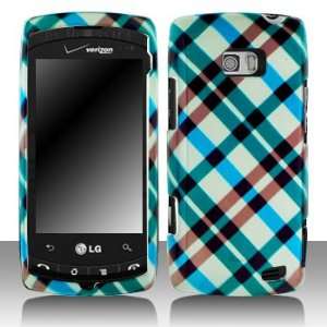  LG Ally VS740 Blue Plaid Hard Case Snap on Cover Protector 