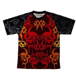 Red Black Tattoo Sheme Technical T Shirt for Youth:  Sports 