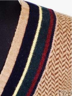   tan herringbone v neck sweater wool cashmere blend size xl x large