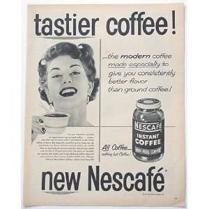    1954 Nescafe Instant Coffee Tastier Print Ad (3106)