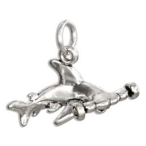  Sterling Silver 3D Hammer Head Shark Charm.: Jewelry