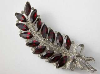  vintage STARET feather brooch Outer portion is all deep blood red 