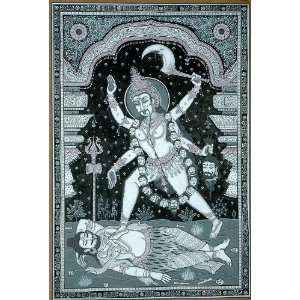  The Dark Tantrik Goddess   Paata Painting on Tussar Silk 