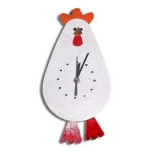  Chicken Wall Clock with One Foot Pendulum: Home & Kitchen