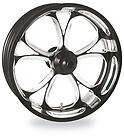 LUXE BMP CONTRAST CUT BLACK FRONT WHEEL WITH MATCHING ROTORS 4 HARLEY 