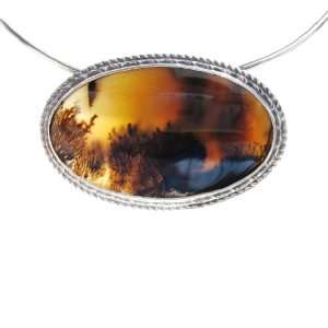  Moss Agate and Sterling Silver One of a Kind Necklace Ian 