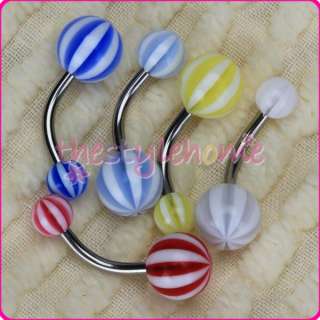 Lot 10 Navel Belly Rings14g Candy Stripe Body Piercing  