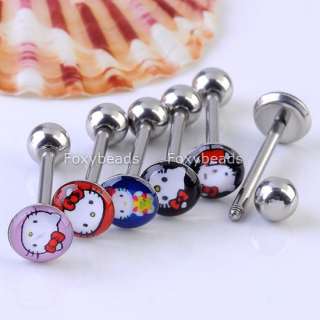   Hellokitty Stainless Steel Rubber Tongue Ring Body Piercing Jewelry