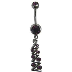   Belly Button Navel Ring Bar Silver   ZigZag Design Toys & Games