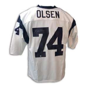  Merlin Olsen Autographed Jersey   White Throwback: Sports 