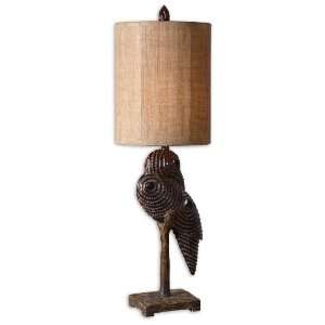  Inch Perching Bird Lamp In Black & Copper Bronze w/Light Gray Glaze A