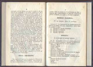 SPAIN BOOK ESPAÑA PLAN DE ESTUDIOS 1847 MADRID DECRETADO POR SU 