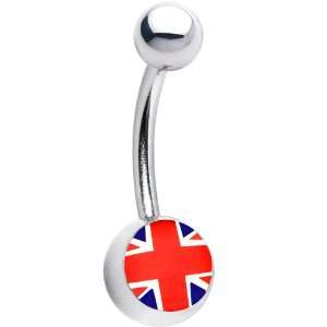  Stainless Steel British Flag Logo Belly Ring Jewelry