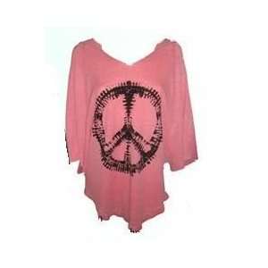  New wTags Coral Brokedown Hooded Black Peace Sign Poncho 