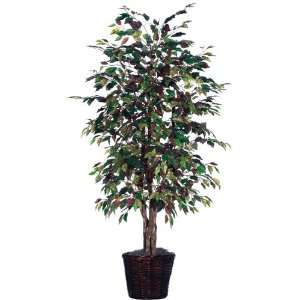   Potted Artificial Mystic Ficus Tree in Dark Brown Pot: Home & Kitchen