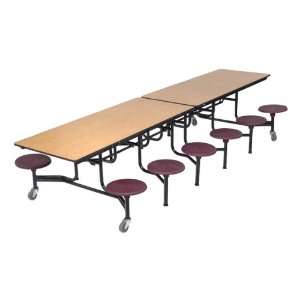  MST88 Mobile Stool Cafeteria Table w/ Eight Stools (30 W 