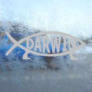 Darwin Fish Sign Gray Decal Evolve Truck Window Gray 
