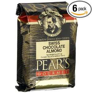 Pears Gourmet Swiss Chocolate Almond Whole Bean Coffee, 8 Ounce Bags 