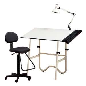  Onyx Drafting Table, Drafting Stool and Swing Arm Lamp Set 