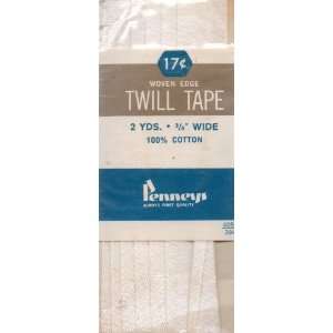 : Vintage WOVEN EDGE TWILL TAPE, 2 yards, 3/4 inch wide, 100% Cotton 