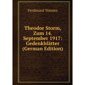   1917 GedenkblÃ¤tter (German Edition) Ferdinand TÃ¶nnies Books