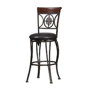   Stool with Distressed Brown Seat & Dark Gold Frame Furniture & Decor